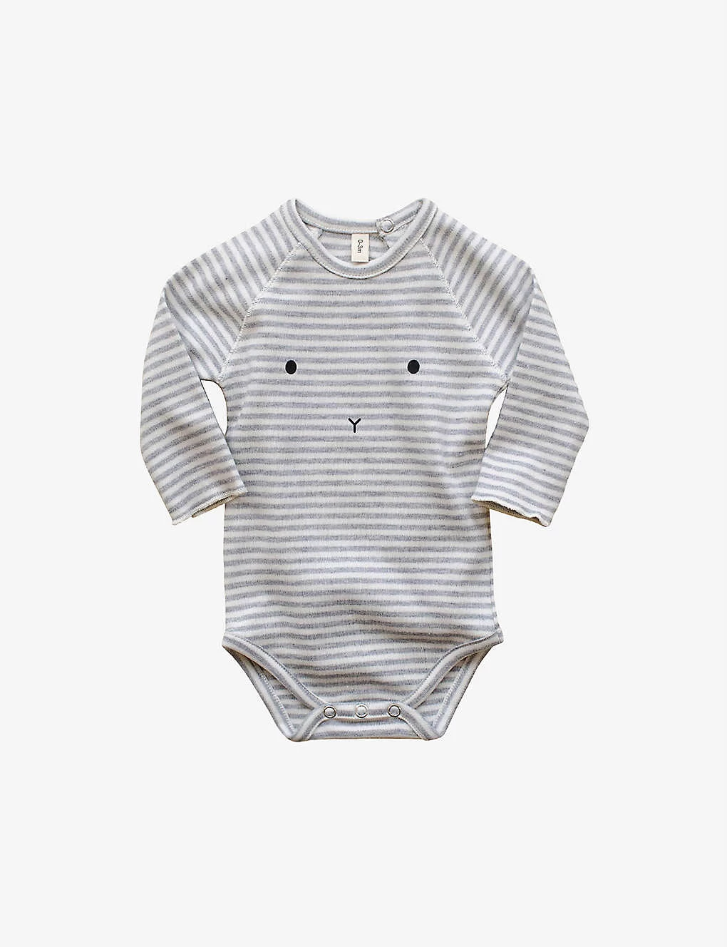 Sleepy Face Striped Organic-cotton Bodysuit 3-12 Months 1 Sleepy Face Striped Organic-cotton Bodysuit 3-12 Months