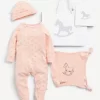 Cotton Sleep Suit, Hat And Comforter Gift Set 0-6 Months