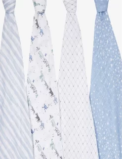 Aden + Anais Star Cotton-muslin Swaddles Pack Of Four -Boutique Fashionable Childrens Clothing Store R03668892 MULTI ALT02