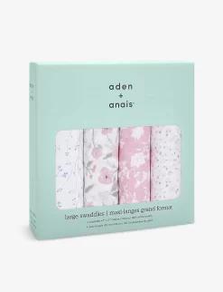 Aden + Anais Fleur Cotton-muslin Swaddles Pack Of Four