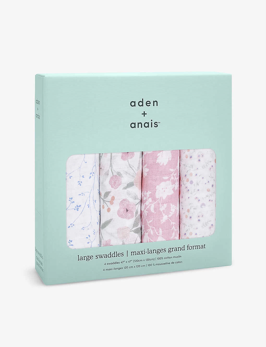 Aden + Anais Fleur Cotton-muslin Swaddles Pack Of Four 1 Aden + Anais Fleur Cotton-muslin Swaddles Pack Of Four