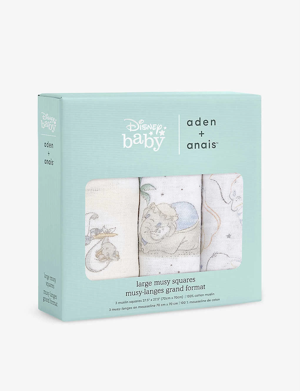 Aden + Anais Disney Dumbo Cotton Muslins Pack Of Three 1 Aden + Anais Disney Dumbo Cotton Muslins Pack Of Three