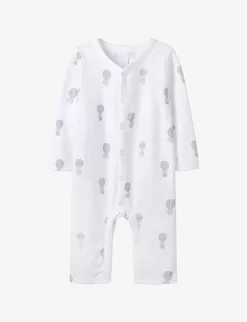 Elephant Balloon-print Long-sleeve Cotton Sleepsuit 0-24 Months