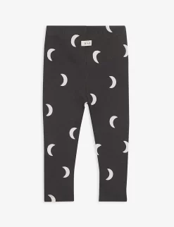 Midnight Moon-print Organic-cotton Leggings 0-3 Years -Boutique Fashionable Childrens Clothing Store R03837792 BLACK ALT02