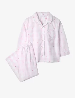 Heart-embroidered Checked Cotton Pyjama Set 7-10 Years
