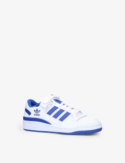 ADIDAS Forum Logo-print Leather Low-top Trainers 9-10 Years -Boutique Fashionable Childrens Clothing Store R03882503 WHITENAVY ALT02