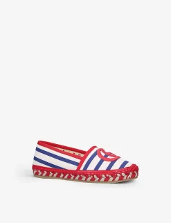 Gucci Striped Logo-embroidered Canvas Espadrilles 4-8 Years -Boutique Fashionable Childrens Clothing Store R03900930 REDCOMB ALT02