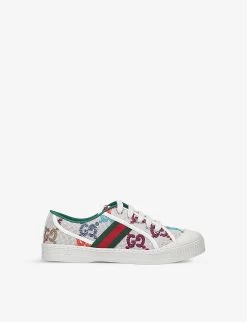 Gucci New Tennis Logo-embroidered Canvas Trainers 5-8 Years