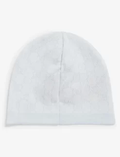 Gucci Monogram-print Wool Beanie Hat -Boutique Fashionable Childrens Clothing Store R03916925 IVORYSKYBLUE ALT02