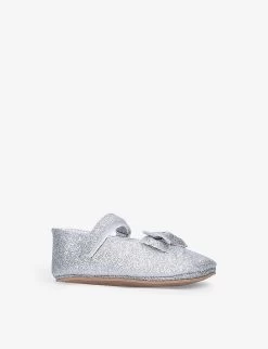 Baby Bowie Bow-embellished Woven Shoes 6 Months - 1 Year -Boutique Fashionable Childrens Clothing Store R03918751 SILVER ALT02