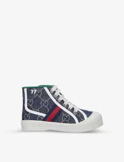 Gucci Kids' New Tennis Monogram-print Canvas Hi-top Trainers 4-8 Years