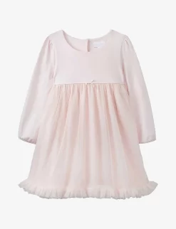 Ruffle-trim Organic Stretch-cotton And Recycled-tulle Dress 2-6 Years