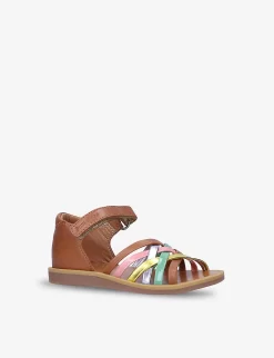 Pom D'Api Poppy Lux Leather Sandals 9-12 Years -Boutique Fashionable Childrens Clothing Store R03928107 CAMEL ALT02