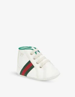 Gucci New Tennis Logo-print Canvas Trainers 0-1 Year -Boutique Fashionable Childrens Clothing Store R03942251 WHITECOMB ALT02