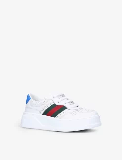 Gucci Chunky B Logo-printed Leather Low-top Trainers -Boutique Fashionable Childrens Clothing Store R03942283 WHITECOMB ALT02