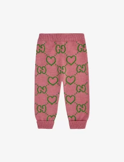 Gucci Monogram And Heart-print Wool Jogging Bottoms 18-36 Months