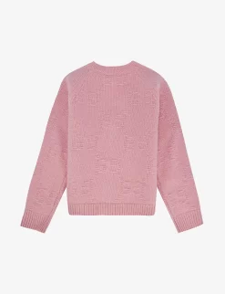 Gucci Logo-embroidered V-neck Wool Cardigan 6-36 Months -Boutique Fashionable Childrens Clothing Store R03943710 BUBBLEGUM ALT02