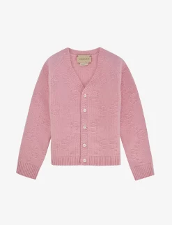 Gucci Logo-embroidered V-neck Wool Cardigan 6-36 Months