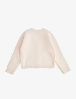 Gucci Logo-woven V-neck Wool Cardigan 6-36 Months -Boutique Fashionable Childrens Clothing Store R03943719 MILK ALT02