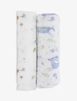Aden + Anais Outdoors Organic-cotton Swaddles Pack Of Two -Boutique Fashionable Childrens Clothing Store R03954836 MULTI ALT02