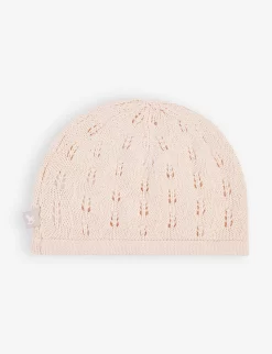 Pointelle Cotton-knit Hat 6-12 Months -Boutique Fashionable Childrens Clothing Store R03961598 PINK ALT02