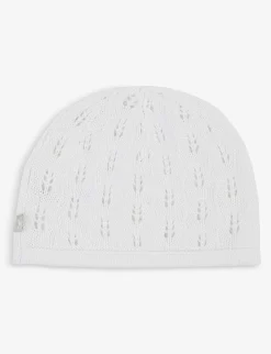 Pointelle Cotton-knit Hat 0-12 Months -Boutique Fashionable Childrens Clothing Store R03961599 WHITE ALT02