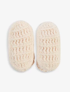 Button-detailed Cotton-knit Booties 6-12 Months -Boutique Fashionable Childrens Clothing Store R03961608 PINK ALT02