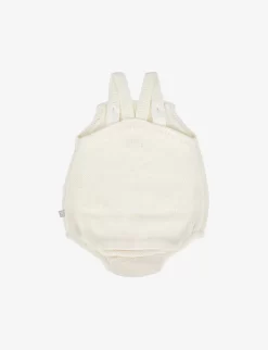 Ribbed-trim Button-detail Cotton-knit Body 3-24 Months -Boutique Fashionable Childrens Clothing Store R03961623 CREAM ALT02