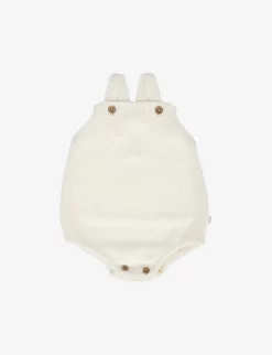 Ribbed-trim Button-detail Cotton-knit Body 3-24 Months