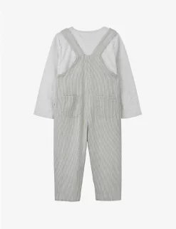 Striped Dungaree Cotton Two-piece Set 0-24 Months -Boutique Fashionable Childrens Clothing Store R03991810 MULTI ALT01
