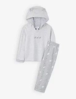 Elephant-embroidered Cotton Hoody And Trousers Two-piece Set 0-24 Months