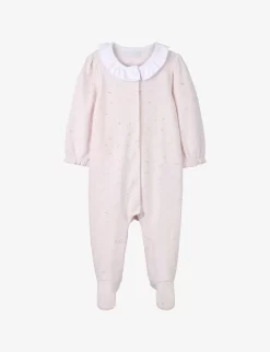 Ruffle-collar Floral Cotton Sleepsuit 0-24 Months