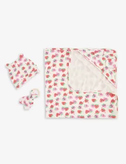 Graphic-print Four-piece Organic Cotton Set 0-12 Months -Boutique Fashionable Childrens Clothing Store R04008187 STRAWBERRY ALT03