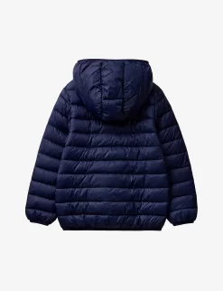 Benetton Logo-embroidered Quilted Shell Puffer Jacket 6-14 Years -Boutique Fashionable Childrens Clothing Store R04008191 NAVYBLUE ALT02