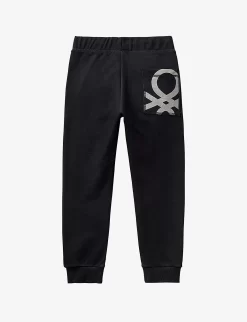 Benetton Logo-print Pocket Cotton-jersey Jogging Bottoms 6-14 Years -Boutique Fashionable Childrens Clothing Store R04008213 BLACK ALT02