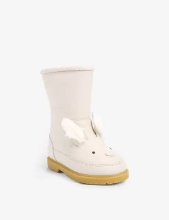Wadudu Snow Bunny Leather Boots 3-6 Years -Boutique Fashionable Childrens Clothing Store R04009144 WHITE ALT02