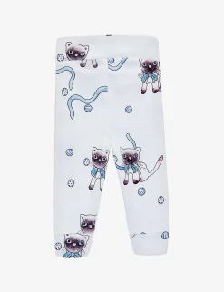 Mini Rodini Siamese Cat-print Cotton-jersey Leggings 0-3 Months -Boutique Fashionable Childrens Clothing Store R04009859 LIGHTBLUE ALT02