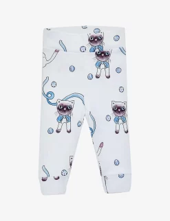 Mini Rodini Siamese Cat-print Cotton-jersey Leggings 0-3 Months