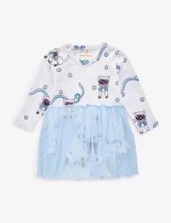 Mini Rodini Siamese Cat-print Cotton-jersey Baby Grow 0-18 Months