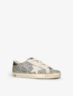 Golden Goose Super Star Glitter Woven Trainers 9-10 Years -Boutique Fashionable Childrens Clothing Store R04055928 SILVER ALT02