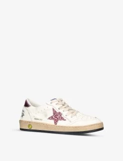 Golden Goose Ballstar Glitter Star-embellished Leather Trainers 9-10 Years -Boutique Fashionable Childrens Clothing Store R04055959 WHITEOTH ALT02