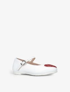 Sophia Webster Amore Heart Leather Ballet Flats 1-4 Years -Boutique Fashionable Childrens Clothing Store R04059664 WHITERED ALT02