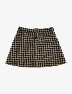 Pre-loved Dior Houndstooth Woven Skirt 4 Years -Boutique Fashionable Childrens Clothing Store R04066541 BROWNBLACK ALT02