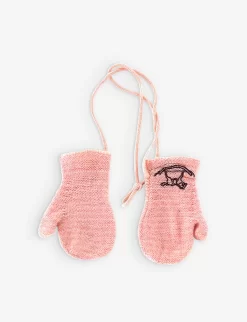 Pre-loved Hermes Graphic-embroidered Cashmere Mittens 0-3 Months