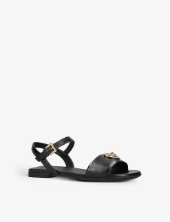 Versace Crystal-embellished Medusa Heart Metallic-leather Sandals 8-10 Years -Boutique Fashionable Childrens Clothing Store R04070362 BLKOTHER ALT02