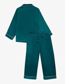 Relaxed-fit Satin Pyjama Set 2-11 Years -Boutique Fashionable Childrens Clothing Store R04071193 GREEN ALT02