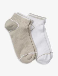 Tipped Stretch-woven Trainer Socks Pack Of Two