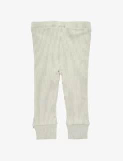 Ribbed Cuffed Organic Cotton-blend Leggings 0-12 Months -Boutique Fashionable Childrens Clothing Store R04077561 PISTACHIO ALT02