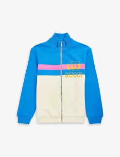Gucci Logo-print Colour-blocked Cotton-jersey Jacket 6-10 Years