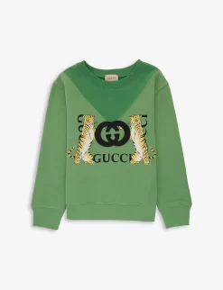 Gucci Tiger Graphic-print Cotton-jersey Sweatshirt 6-12 Years